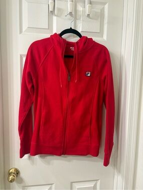FILA Red Full-Zip Hoodie with Logo Patch